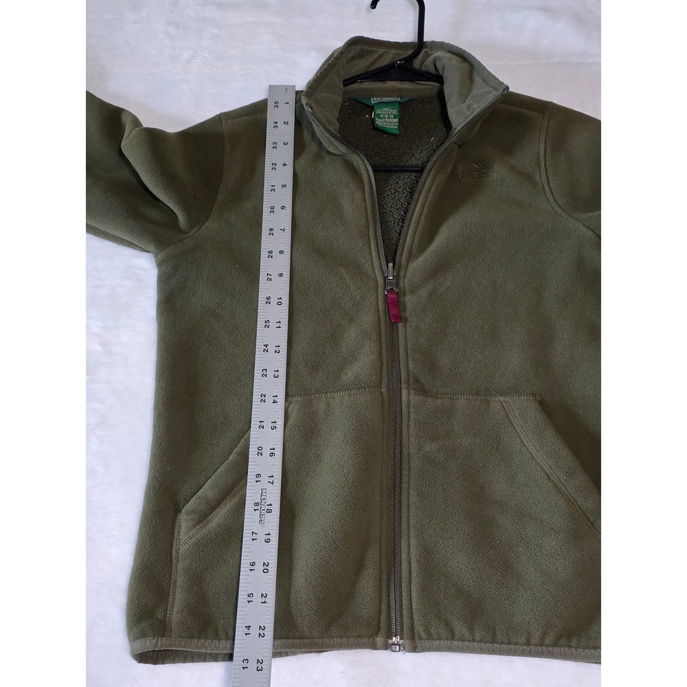 Vintage L.L. Bean Full Zip Fleece Jacket Olive Green M 10-12 505066 Reflective - Picture 5 of 7
